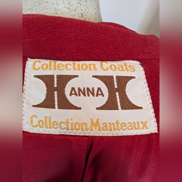 Vintage 1980's  HannaH Red Cashmere & Wool Blend Coat Size 10 - Picture 12 of 16